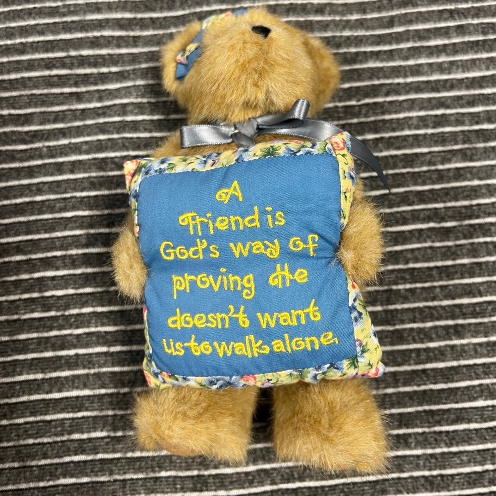 Boyds Collection Teddy Bear with Religious Friendship Quote Pillow Tan Plush